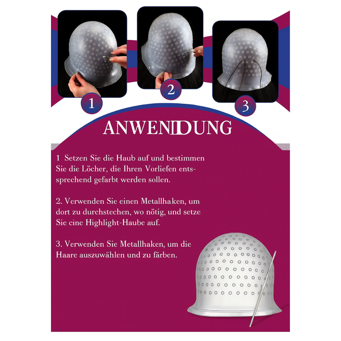 CT-18020_Jerbat Haarfärbung-Highlights-Kappe mit Haken + Handschuhe