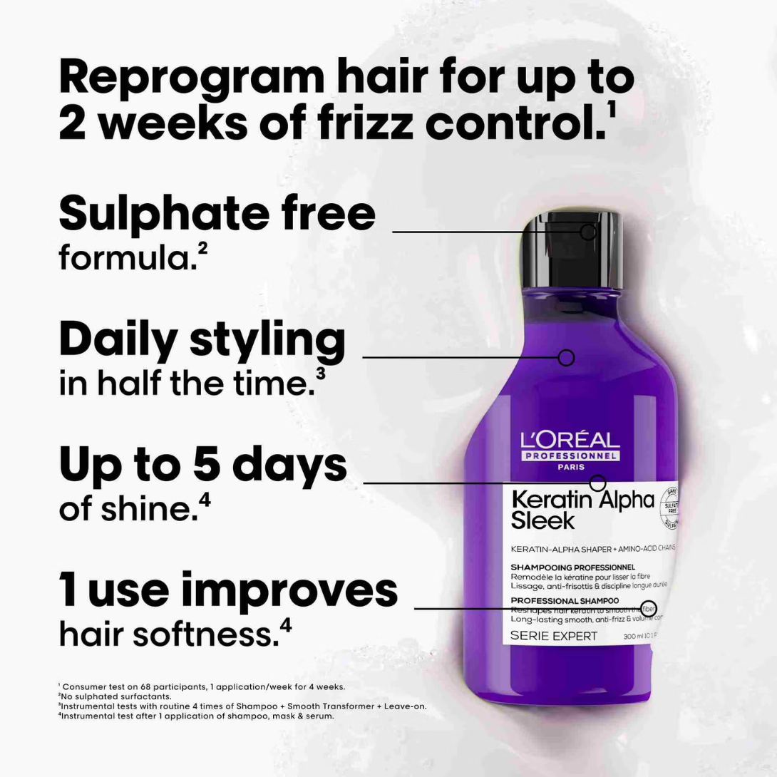L'Oreal Professionnel Keratin Alpha Sleek Shampoo - 300 ml 