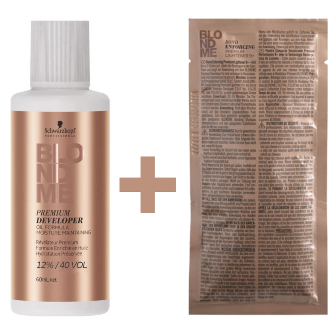 CT-18240_Schwarzkopf Professional Premium Lightener 9+ & Developer 23g & 60ml - 12% - 40 Vol