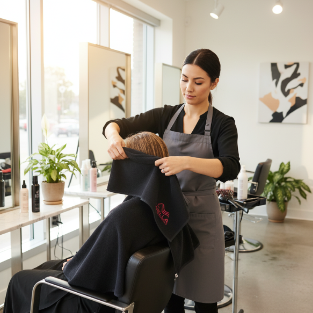 CT-14557_WELLA Professionals Handtücher Schwarz (1 Stück) Anti-Flecken Farben