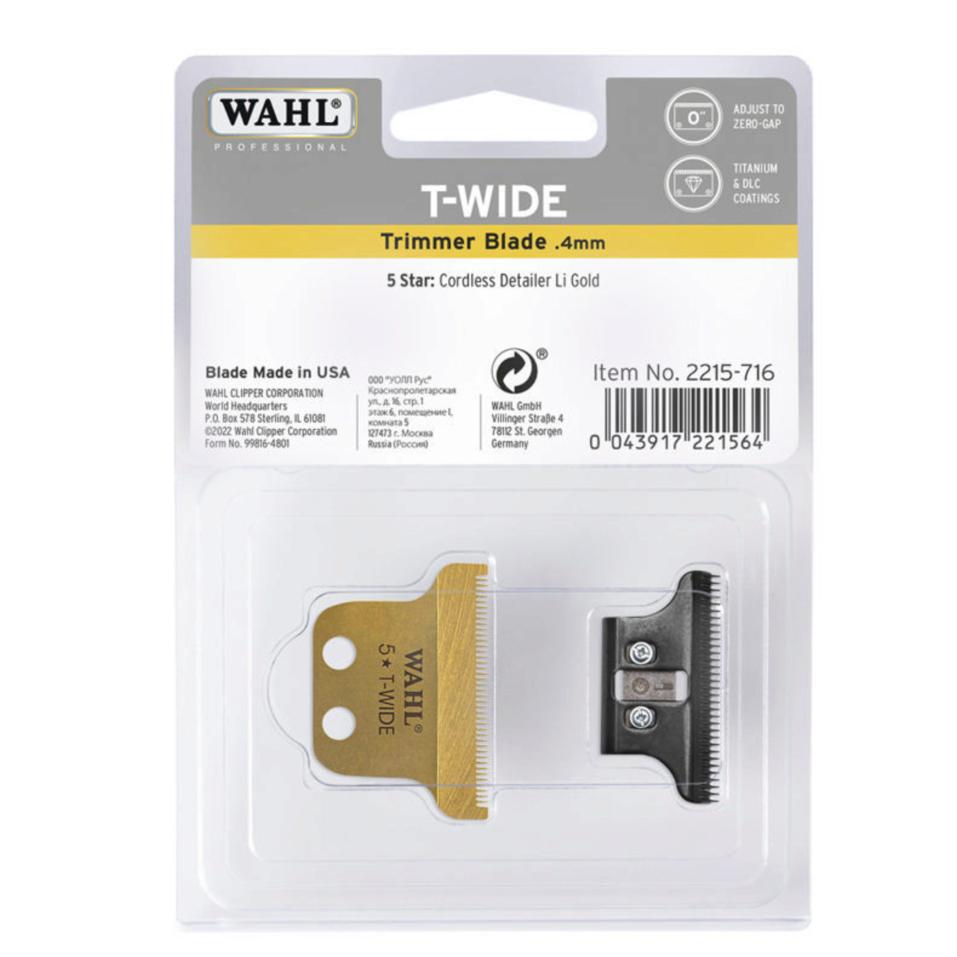 CT-16076_Wahl 5 Stars T-Wide Trimmer Blade Cordless Detailer li Gold - 0,4 mm