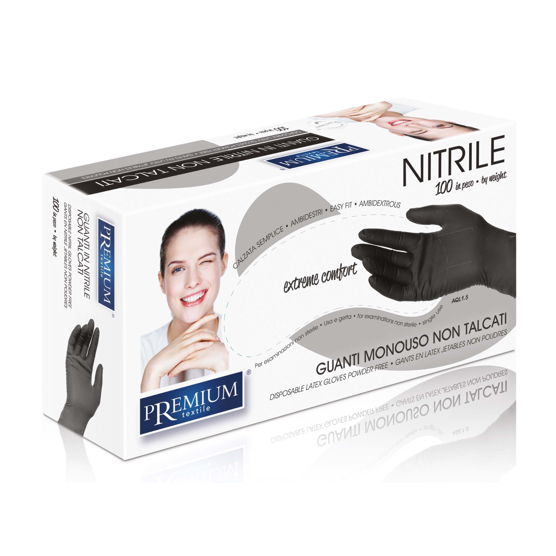 CT-17461_XanitaliaPro Puderfreie schwarze Nitrilhandschuhe - Small 100 Stück